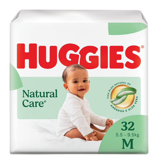 Huggies Fralda Descartável Premium Natural Care M - 32 Un